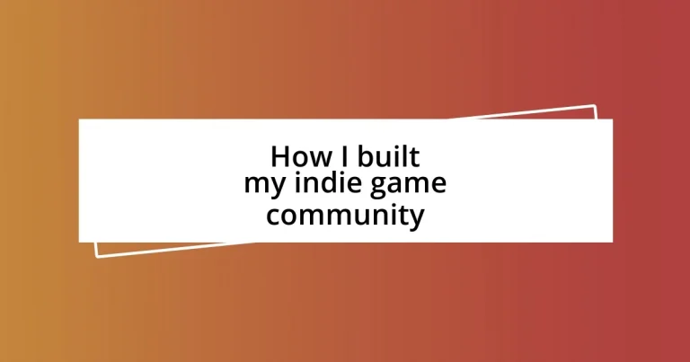 How I built my indie game community