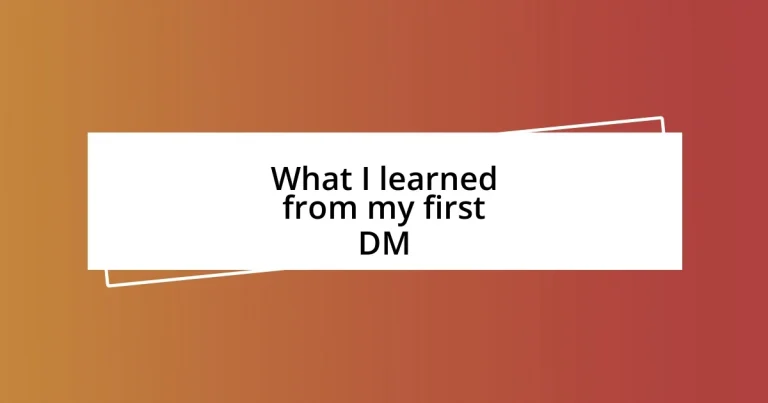 What I learned from my first DM