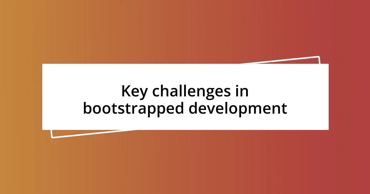 Key challenges in bootstrapped development